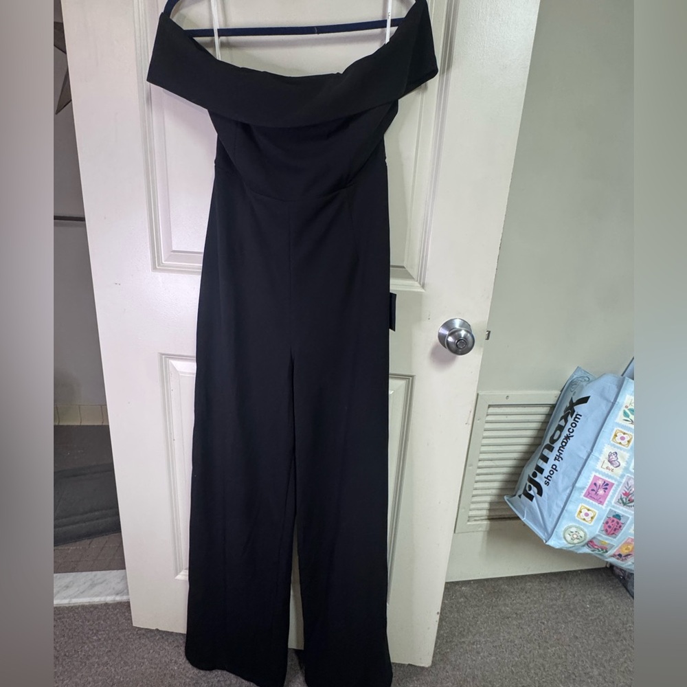 Lulu's Chic Black Off-Shoulder Jumpsuit - Picture 2 of 4